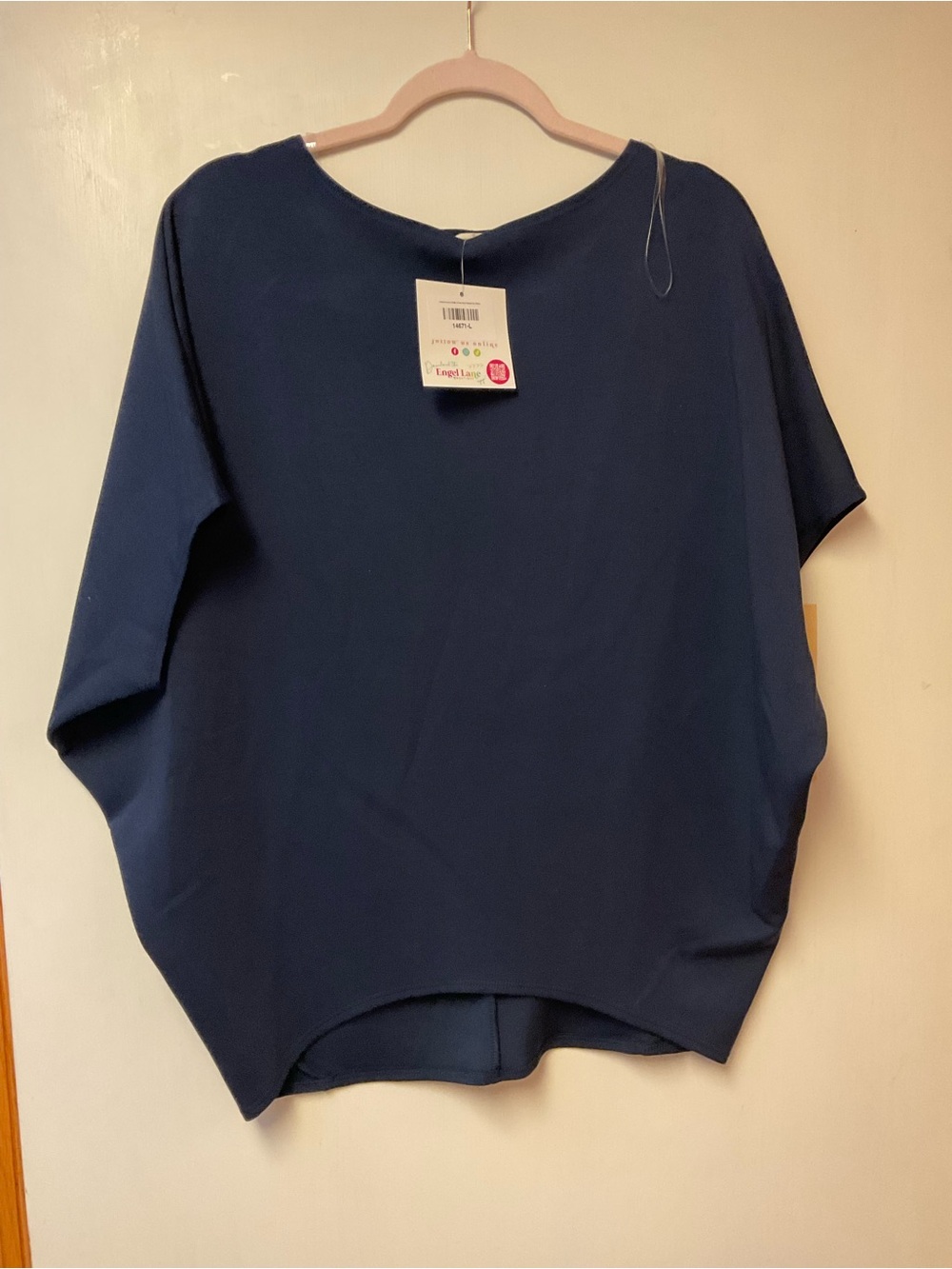 Relaxed Navy Dolman Sleeve Top